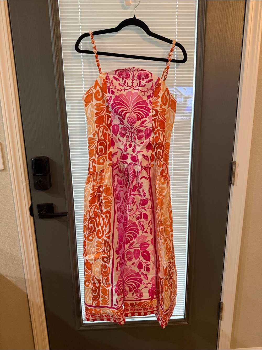 FARM Rio Pink and Orange Floral Midi Dress